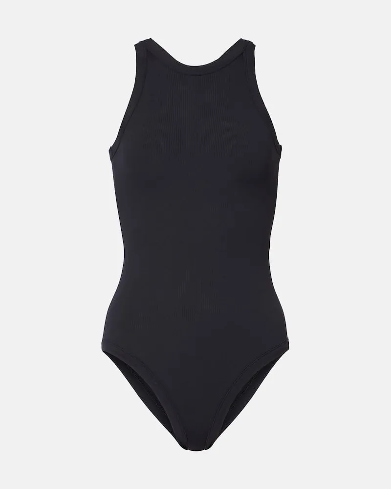 Totême Costume intero Curved in jersey a coste Nero