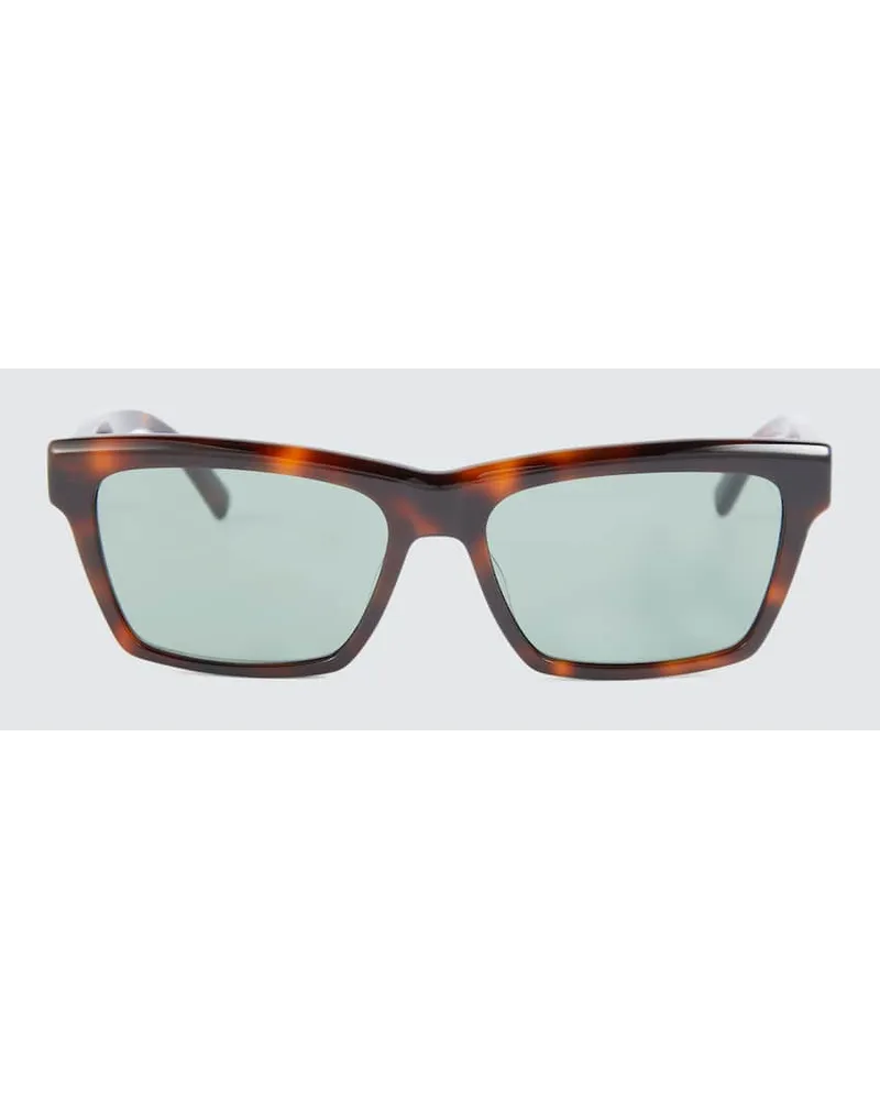 Saint Laurent Occhiali da sole rettangolari in acetato Marrone