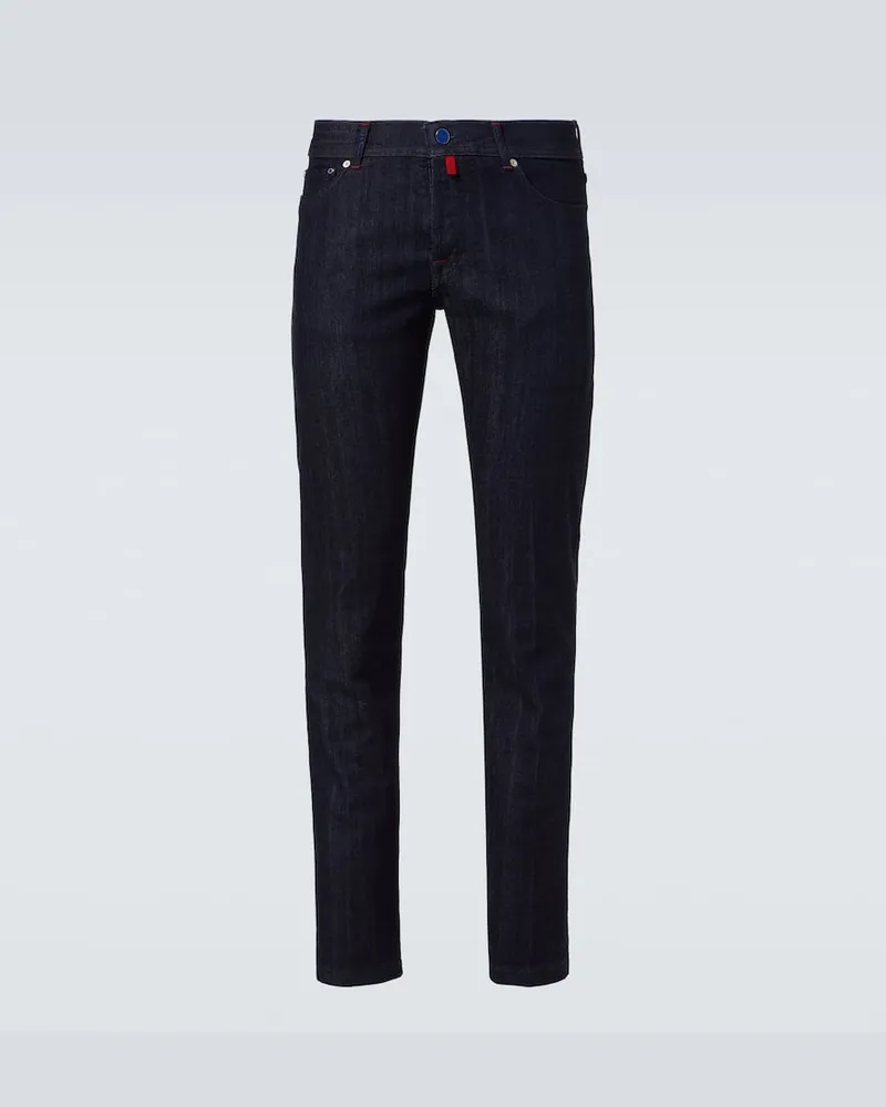 Kiton Jeans slim a vita bassa Blu