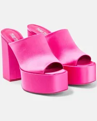 Paris Texas Mules Sasha in raso con plateau Rosa