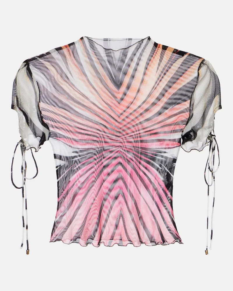 Roberto Cavalli Top in rete con stampa Multicolore