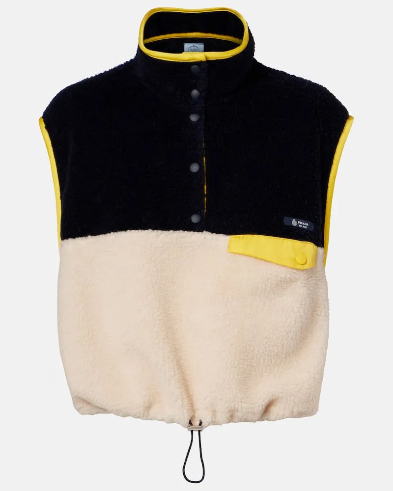Prada Gilet cropped in teddy Blu