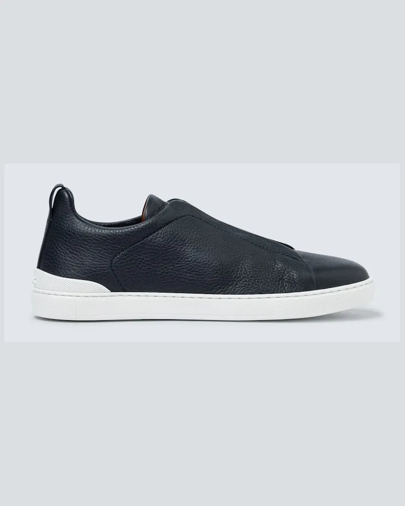 Ermenegildo Zegna Sneakers Triple Stitch in pelle Blu