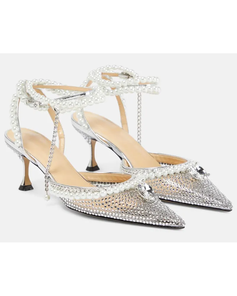 Mach & Mach Pumps in PVC con perle bijoux Argento