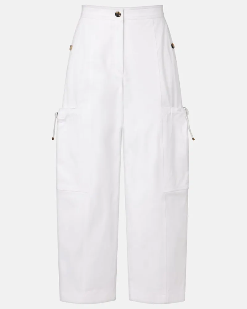 Max Mara Pantaloni Lepre in cotone a gamba larga Bianco