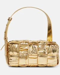 Bottega Veneta Borsa a spalla Brick Cassette Small in pelle Oro