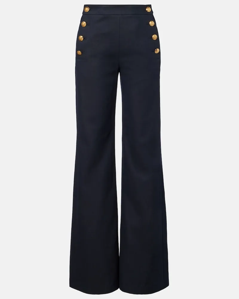 Nili Lotan Pantaloni flared Reed in cotone e lino Blu