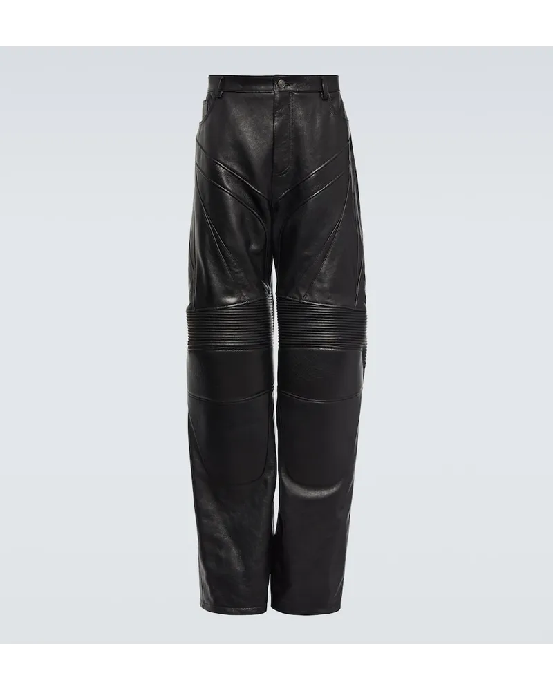 Balenciaga Pantaloni biker in pelle Nero