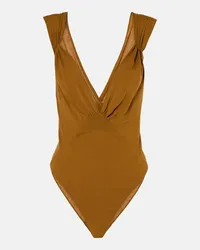 Saint Laurent Body in mussola di misto seta Marrone