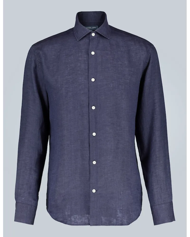 Frescobol Carioca Camicia in lino Blu