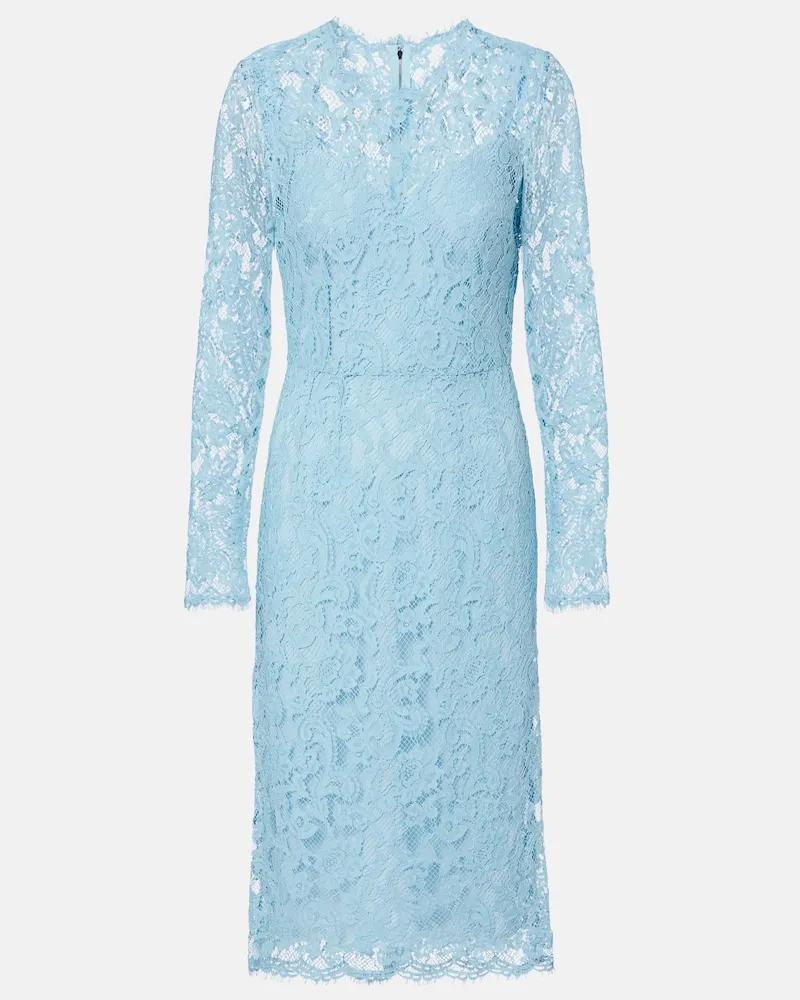 Dolce & Gabbana Abito da cocktail in pizzo misto cotone Blu