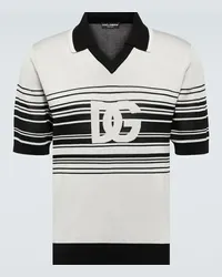 Dolce & Gabbana Polo in jacquard di seta a righe con logo Multicolore