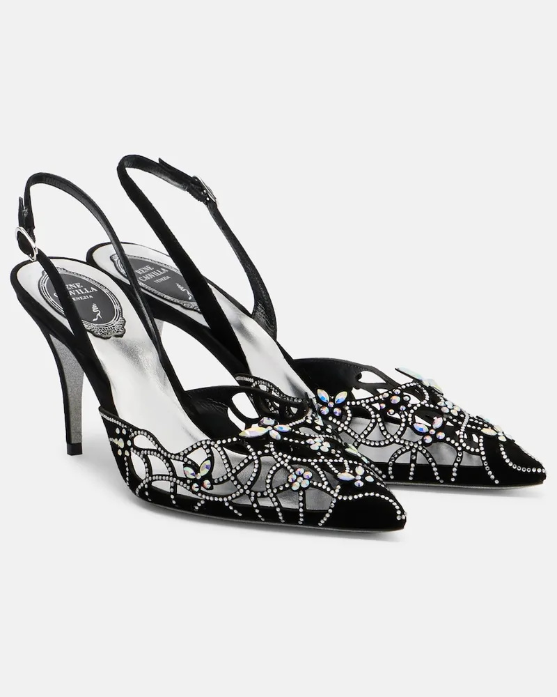 René Caovilla Pumps slingback in suede Nero