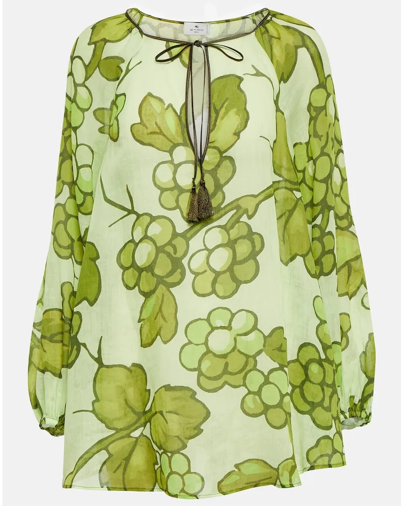 Etro Blusa in ramia con stampa Verde