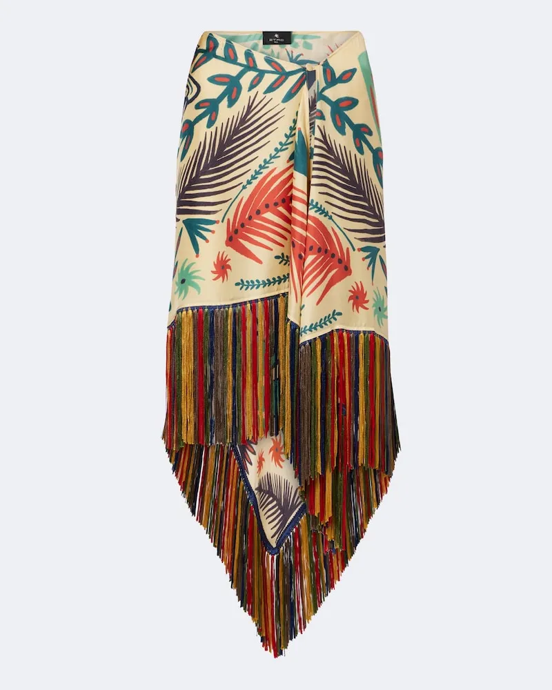 Etro Gonna midi in seta con stampa Multicolore