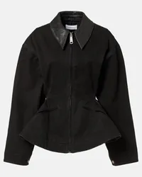 Alexander McQueen Giacca in cotone con pelle Nero