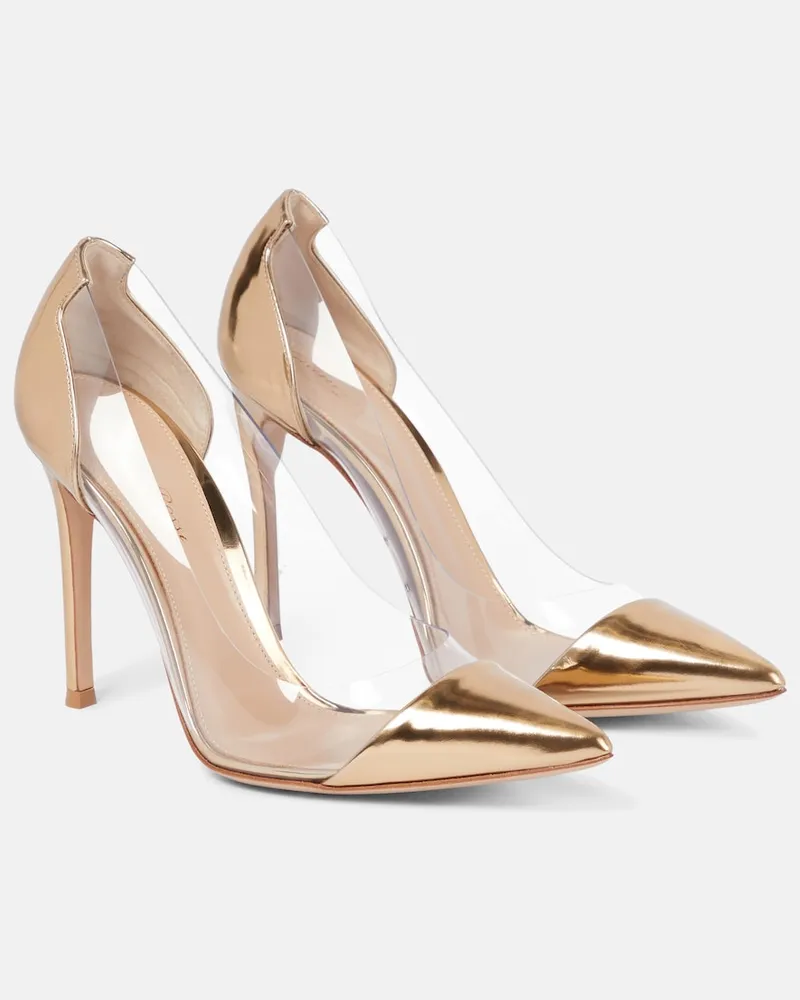 Gianvito Rossi Pumps Plexi 105 in pelle e PVC Oro