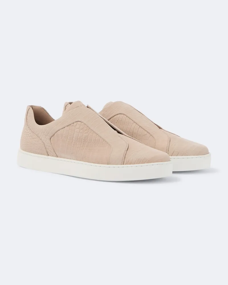 Manolo Blahnik Slip-on Agilio in pelle stampa coccodrillo Beige