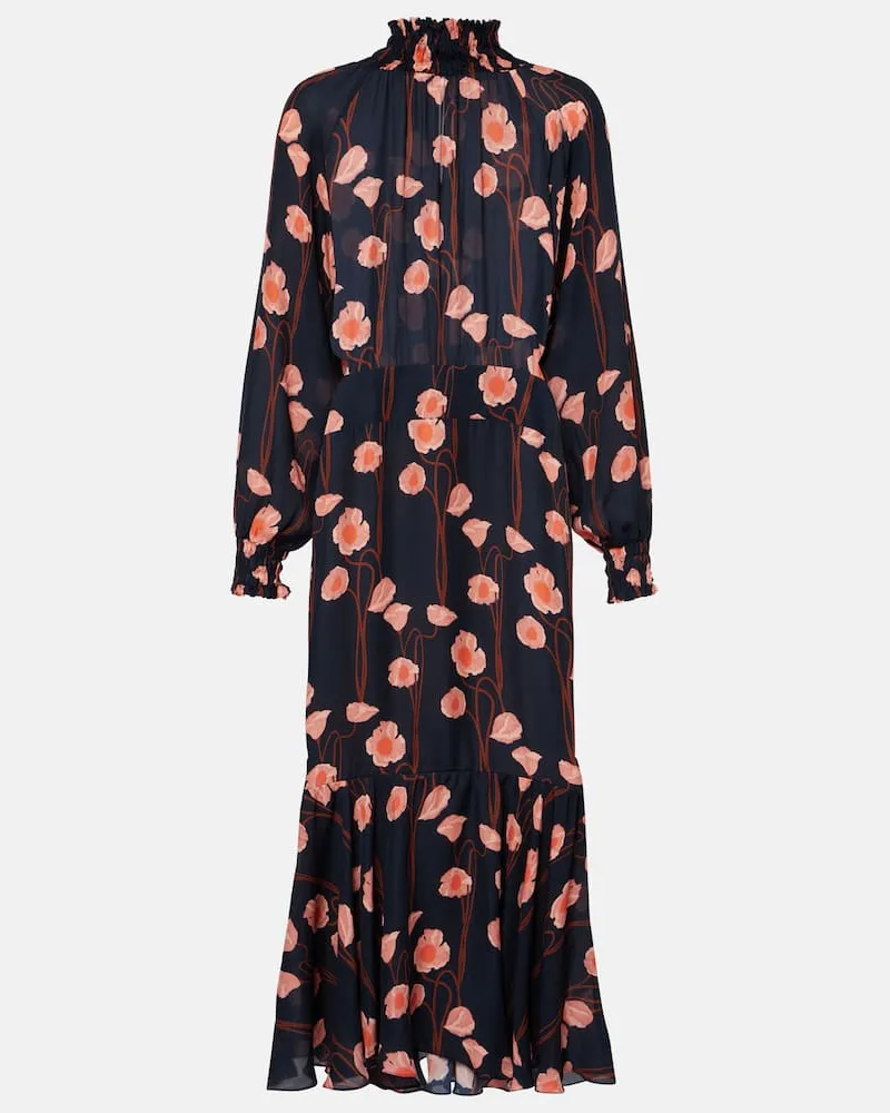 Johanna Ortiz Abito midi in georgette di seta Multicolore