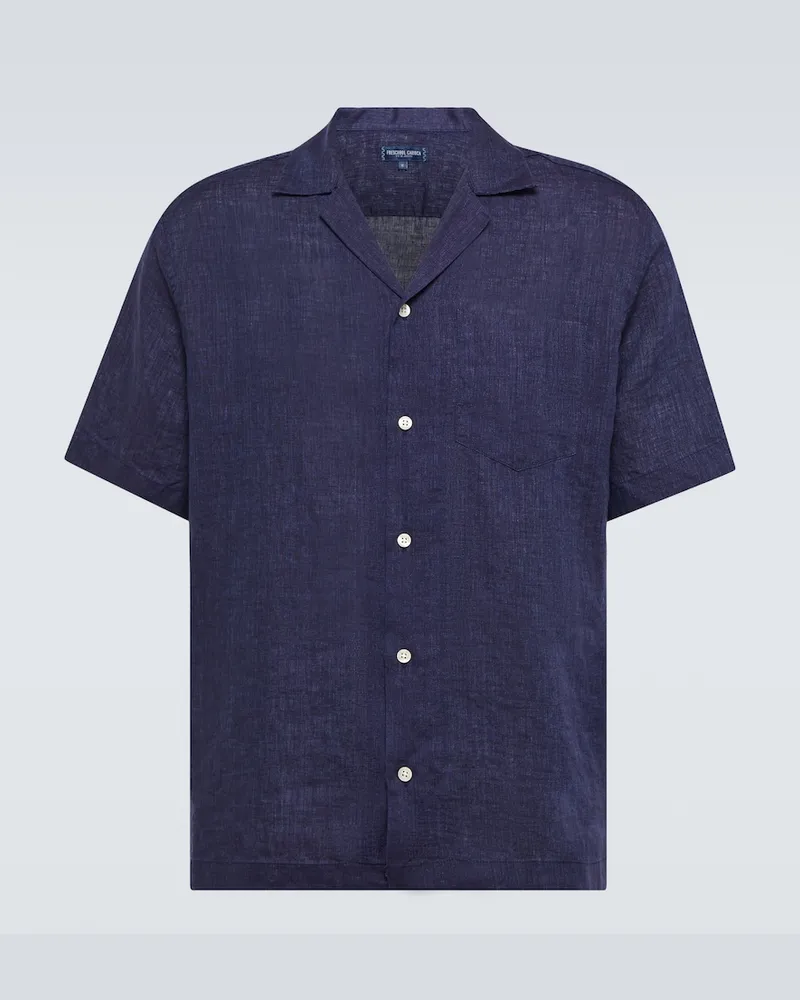 Frescobol Carioca Camicia Angelo in lino Blu