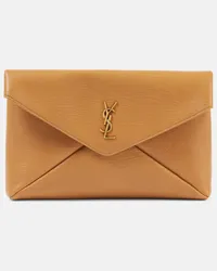 Saint Laurent Clutch Cassandre Large in pelle Arancione