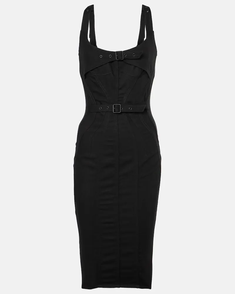 Thierry Mugler Abito midi di jeans Nero