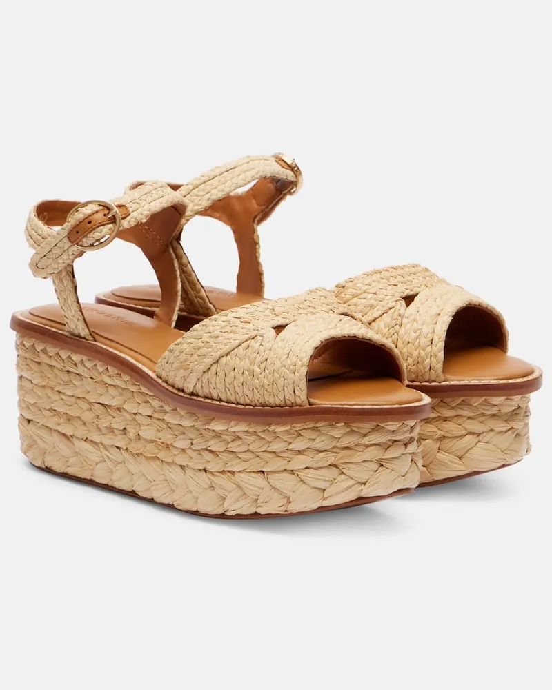 Robert Clergerie Sandali con plateau Arty in rafia Beige