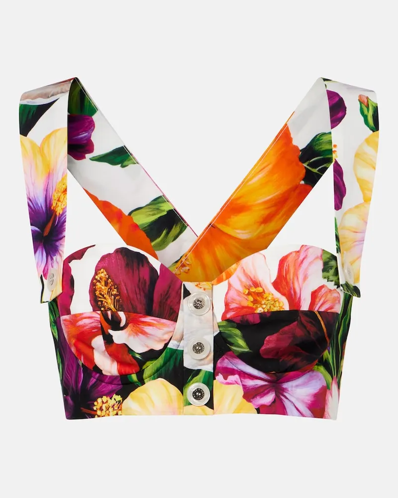 Dolce & Gabbana Top cropped in cotone con stampa floreale Multicolore