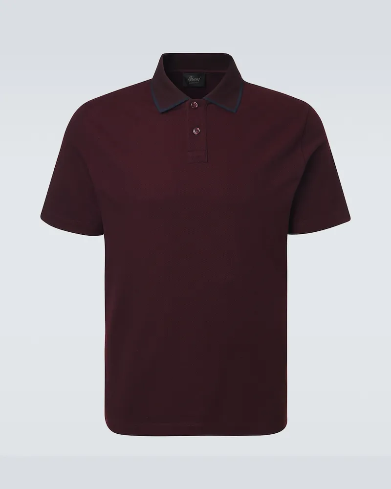 Brioni Polo in piqué di cotone Borgogna