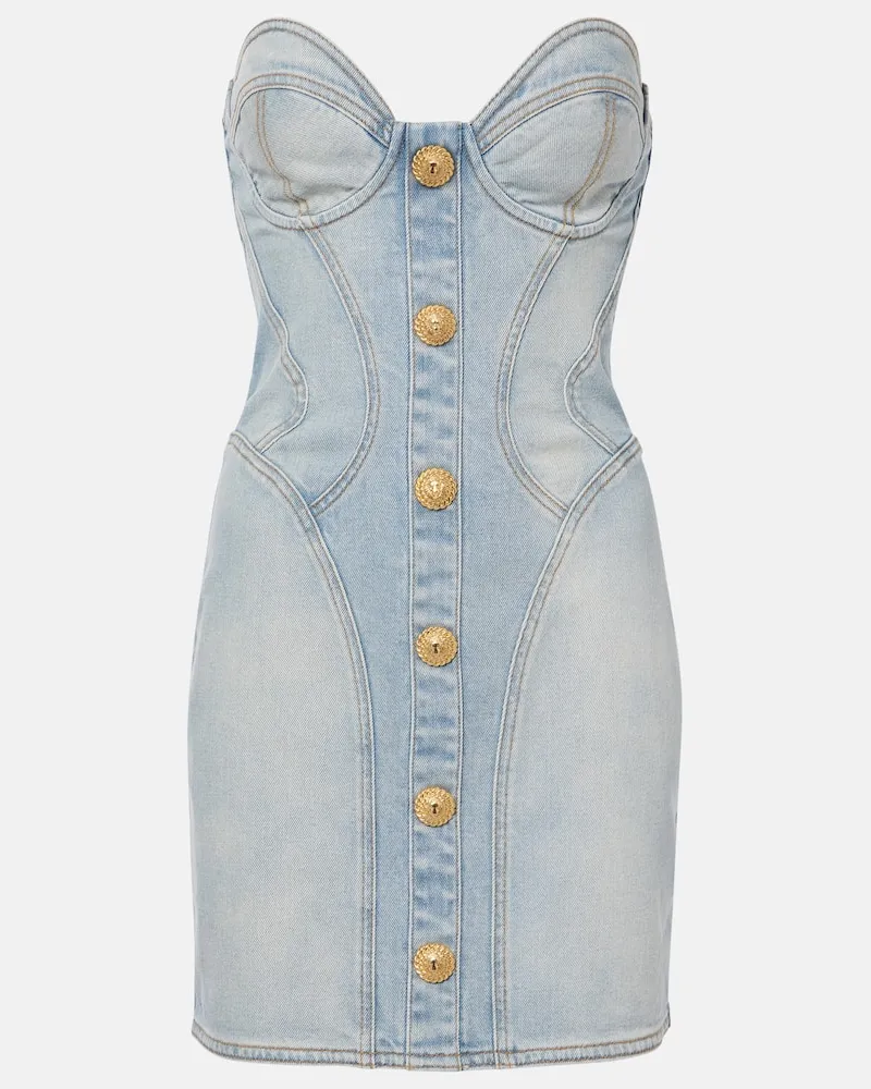 Balmain Abito bustier di jeans Blu