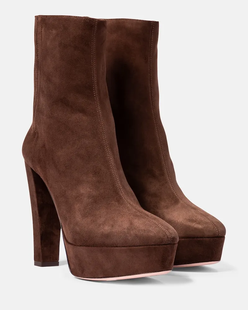 Aquazzura Stivaletti Saint HonorÃ© 50 in suede con plateau Marrone
