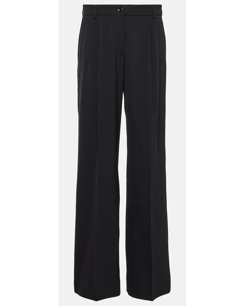 Dolce & Gabbana Pantaloni in misto lana a gamba larga Nero