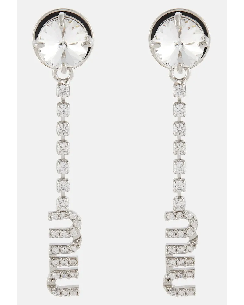 Miu Miu Orecchini con logo e cristalli Argento