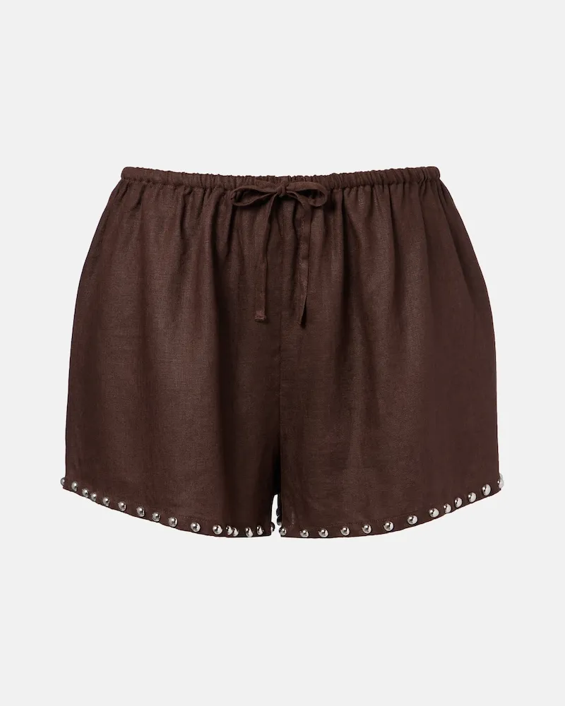 STAUD Shorts Paddle in lino Marrone