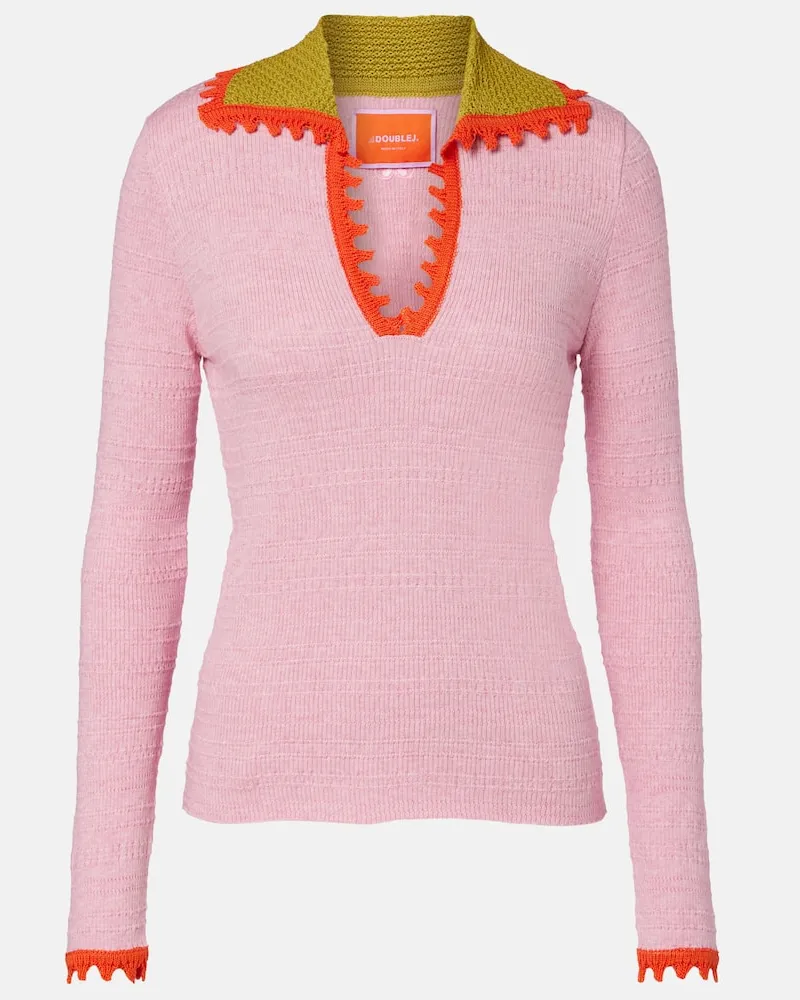 La DoubleJ Pullover Picket in cotone e lana Rosa