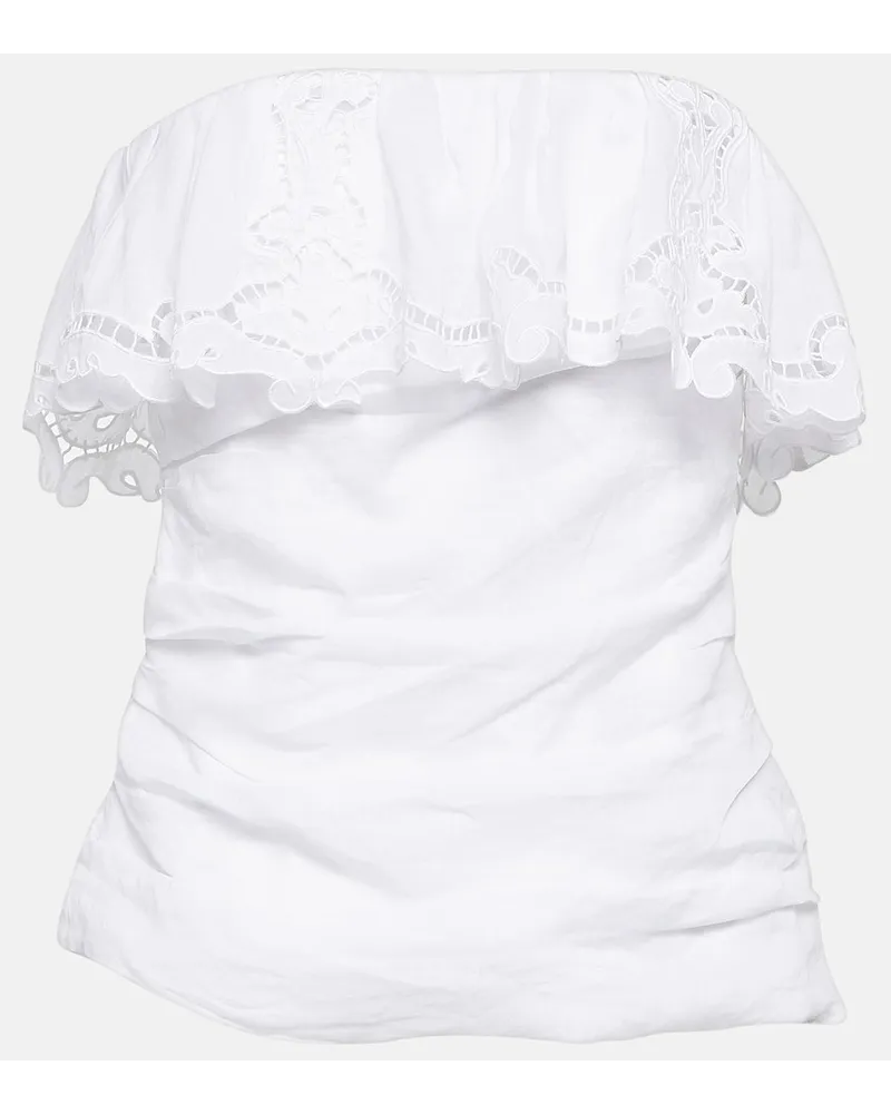 Isabel Marant Top Kesha in ramia con ricamo Bianco