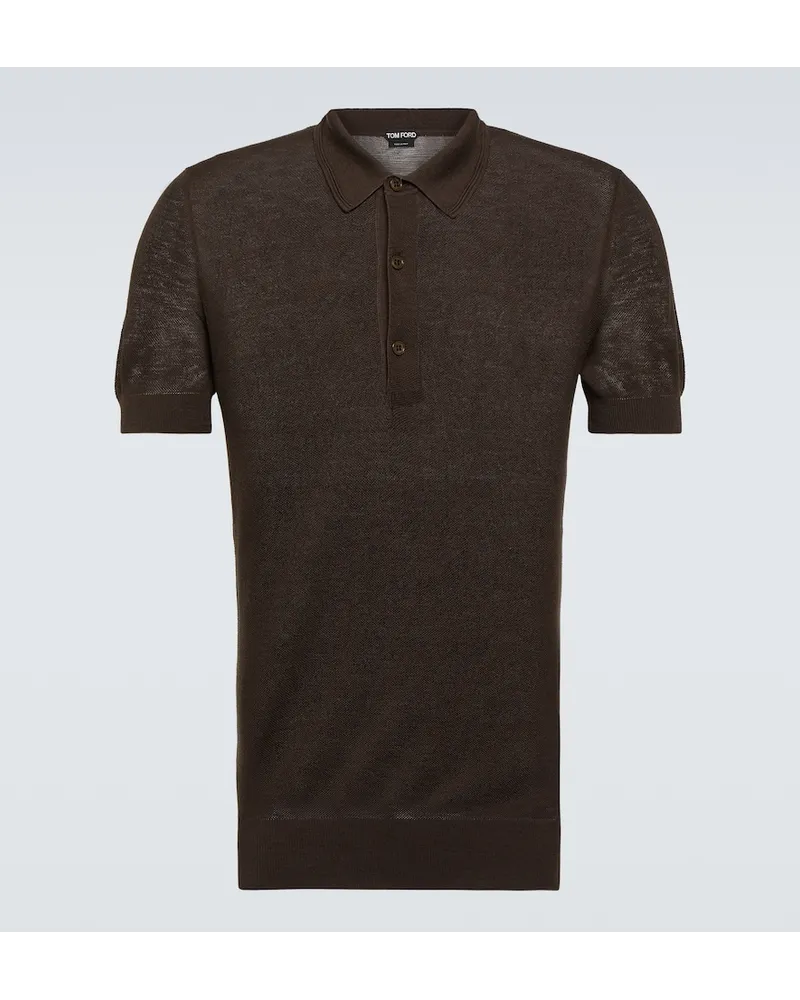 Tom Ford Polo in seta e cotone Nero