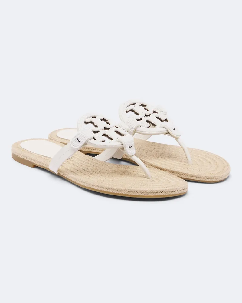 Tory Burch Sandali infradito Miller in pelle con perline Bianco