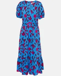 Diane von Furstenberg Abito midi Lindy in popeline di cotone Blu