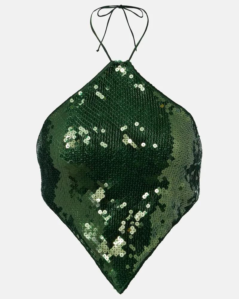 Oséree OsÃ©ree Top cropped Marylin con paillettes Verde