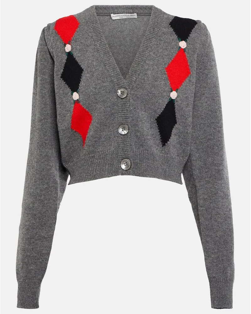 Alessandra Rich Cardigan in lana Grigio
