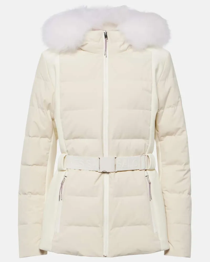 Yves Salomon Giacca da sci con shearling Bianco