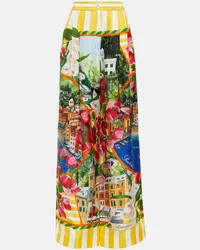 Dolce & Gabbana Pantaloni Portofino in seta a gamba larga Multicolore