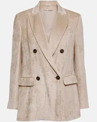 Brunello Cucinelli Blazer doppiopetto in velluto a coste Beige