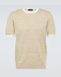 Thom Sweeney T-shirt in lino e cotone Beige