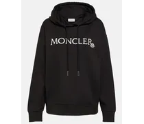 Moncler Felpa in jersey di cotone con cappuccio Nero