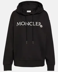 Moncler Felpa in jersey di cotone con cappuccio Nero