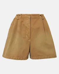 Prada Shorts in canvas di cotone Marrone