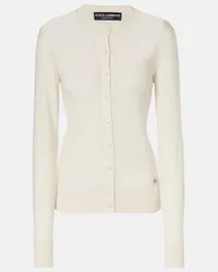 Dolce & Gabbana Cardigan DG in cashmere e seta Bianco