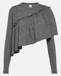 Noir Kei Ninomiya Pullover cropped in lana con volant Grigio